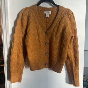 Jessica Simpson Mustard Cable Knit Cardigan
